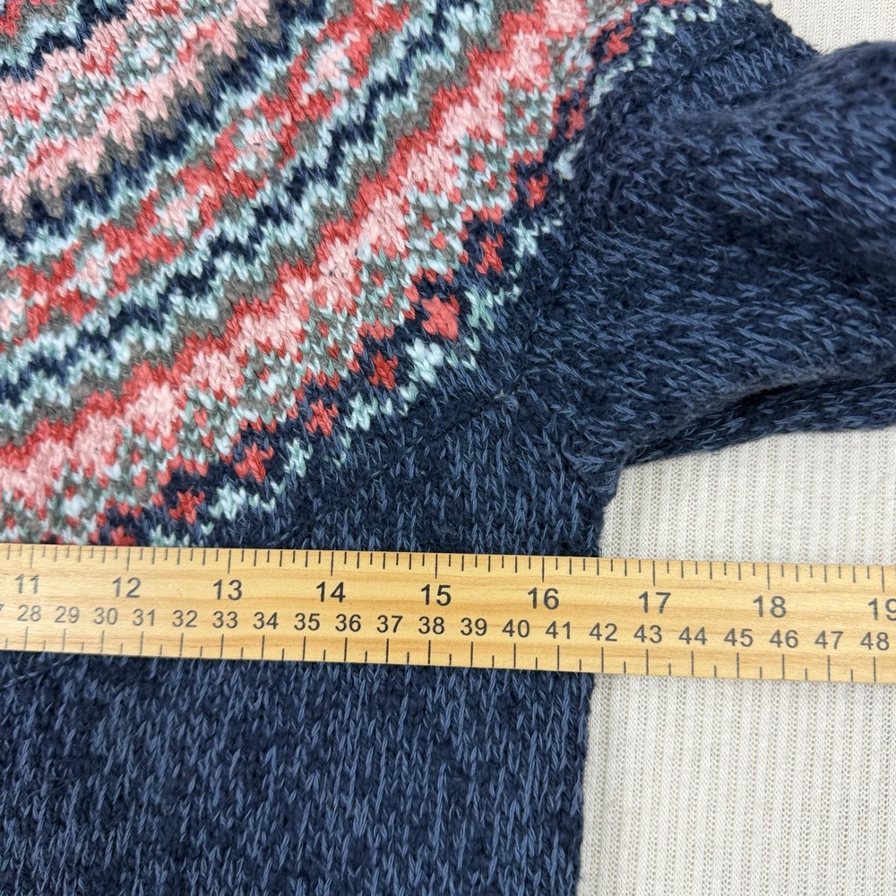 L.L. Bean Mock Neck Fair Isle Sweater SMALL Chunky Knit - Picture 7 of 8